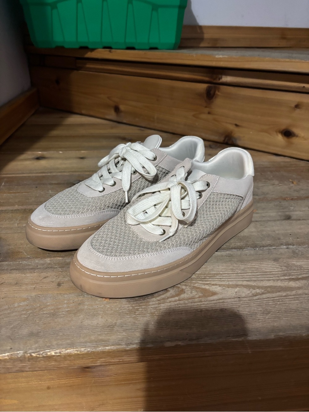 Aldo Neutral Cream & Tan Mesh Suede Sneakers